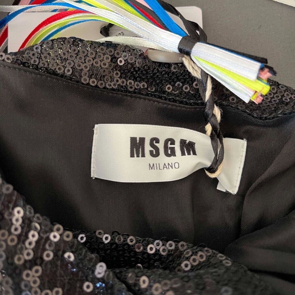 MSGM sequin sleeveless mini dress with a long belt. NEW with tags